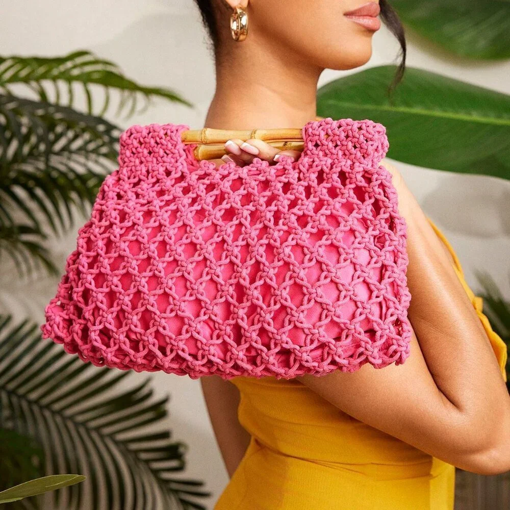 Hot Pink Vacation Women's Woven Tote Bag - Picture 7 of 7